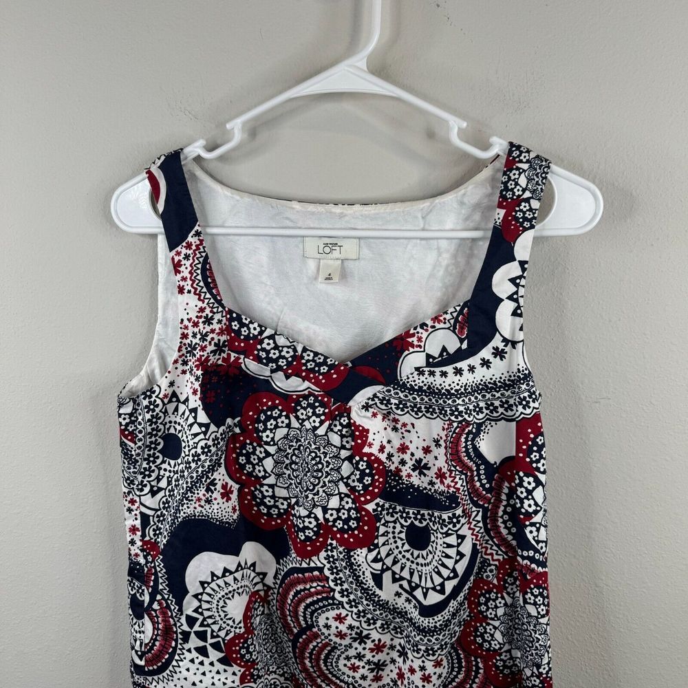 Loft Ann Taylor Womens Dress Size 4‎ Shift Lined Sleeveless Patriotic Work Wear - Picture 2 of 7